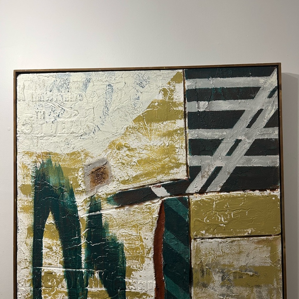 Abstract Canvas Art with Green and Gold Accents